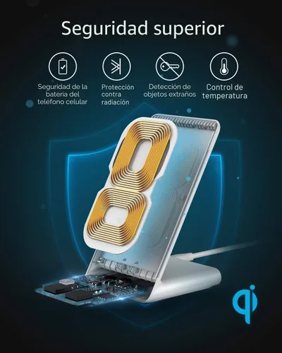 Miniatura 5 de Anker Cargador inalámbrico 313 (soporte), certificado Qi para iPhone 17/17 Pro/17 Pro Max/16/15/14/13, carga rápida de 10W para Galaxy S23 S22 S21