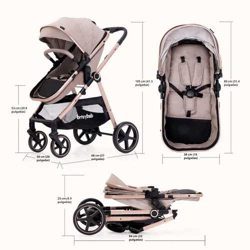 Miniatura 7 de Lortsybab Cochecito de bebé 2 en 1 - Cochecito plegable infantil para recién nacidos con asiento reversible - Cochecitos para niños pequeños de 0 a