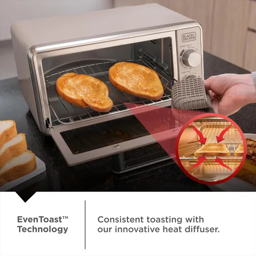 Miniatura 4 de BLACK+DECKER Crisp N Bake™ PRO - Horno tostador digital de 4 rebanadas, 5 funciones de cocción, horno de encimera de convección, se adapta a pizza