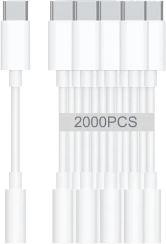 Miniatura 10 de Adaptador de auriculares de audio USB-C a 0.138 in – Paquete de 2 dongle de alta resolución con micrófono y control de volumen – Cable tejido tipo C