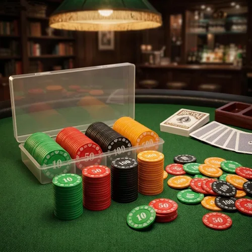 Miniatura 7 de Juego de fichas de póquer de plástico con caja de almacenamiento, denominación impresa estilo casino chip para noches de juego en casa de Texas, 300