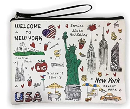 Miniatura 10 de Bolso grande de la mano del bolso del maquillaje del bolso de la cremallera del recuerdo de Nueva York para niñas y mujeres, JP-330133A, Bolso