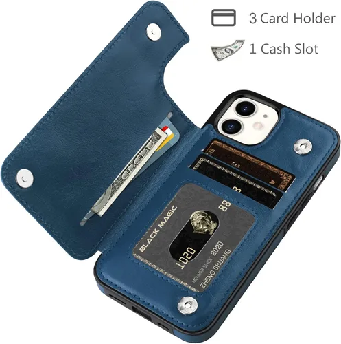 Miniatura 5 de HianDier Funda tipo cartera para iPhone 11 de 6.1 pulgadas, funda protectora delgada con ranura para tarjeta de crédito, funda con cierre magnético