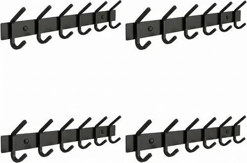Miniatura 12 de Perchero de Abrigos Pequeño Negro Mate para Pared – Riel de Ganchos de Acero Inoxidable de 6 Pulgadas con 2 Ganchos Dobles para Abrigos