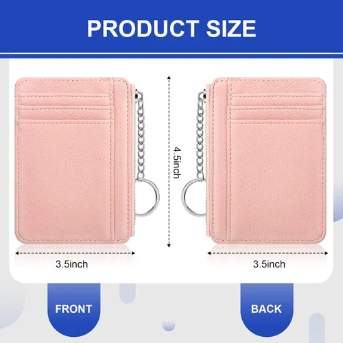 Miniatura 2 de Buryeah 2 carteras minimalistas delgadas de cuero con bolsillo frontal, carteras con bloqueo RFID, para mujer, tarjetero para tarjetas de crédito