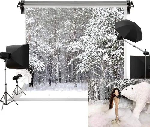 Kate 10x6.5ft/9.8 ft (W) x2m (H) Fondo escénico de fotografía de fondo de vacaciones Árboles de nieve congelados Fotografía de boda de invierno