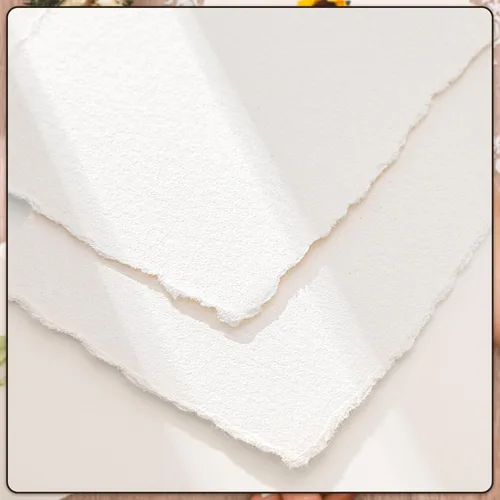 Miniatura 3 de 100 hojas de papel con borde deckled de 8.5 x 11 pulgadas, papel hecho a mano de 160 GSM, papel de acuarela rugoso/texturizado para invitaciones