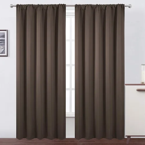Miniatura 28 de LEMOMO Cortinas opacas negras para cocina, 42 x 45 pulgadas, juego de 2 paneles de cortinas opacas con bolsillo para cortinero para ventana pequeña