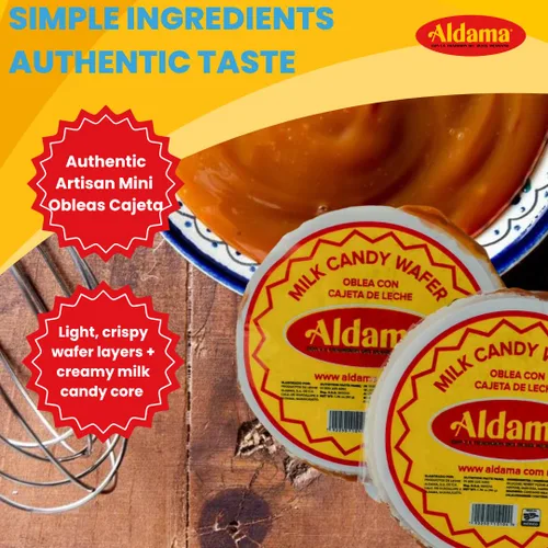 Miniatura 7 de ALDAMA Obleas Mediana Obleas - Caramelo de leche de obleas mediana - 8.81 onzas Galletas cremosas mexicanas de Oblea con relleno de Dulce de Leche