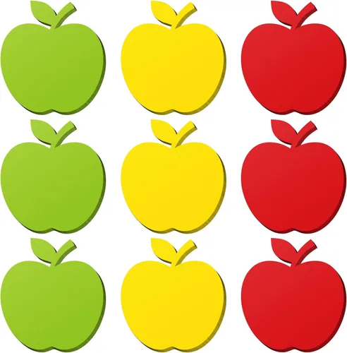 Miniatura 7 de Geyee 108 recortes de manzanas de papel para tablones de anuncios, recortes surtidos de manzanas, troqueles para profesores, proyectos de bricolaje