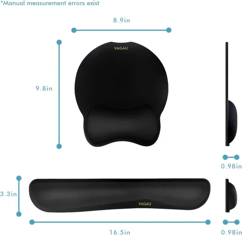 Miniatura 7 de VAGAU Reposamuñecas para teclado y mouse pad de alta calidad, juego de espuma viscoelástica ergonómica para oficina, laptop, Mac, computadora