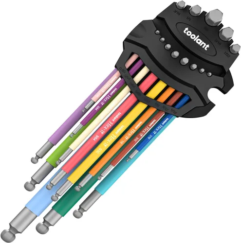 Miniatura 10 de Toolant - Juego de llaves Allen métricas de 9 piezas, juego de llaves Allen de brazo extra largo con extremo de bola, juego de llaves hexagonales