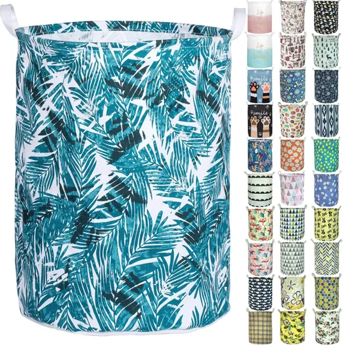 Merdes - Cesta plegable impermeable de 19.7 pulgadas, cesta de ropa sucia, organizador de almacenamiento de lino para colección de juguetes (hoja de
