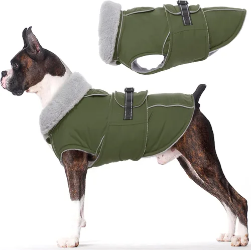 Miniatura 26 de Lelepet Abrigo cálido para perros – Chaleco reflectante impermeable de vellón con hebilla ajustable de gancho y bucle, chaqueta de invierno Rojo