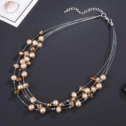 Miniatura 5 de Bulinlin Gargantilla en capas de perlas de río - Collar de joyería de moda para mujer