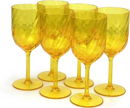 Miniatura 17 de Yalin Juego de 6 vasos apilables de plástico acrílico irrompible de 12 onzas para vino y agua (transparente, 15 onzas)