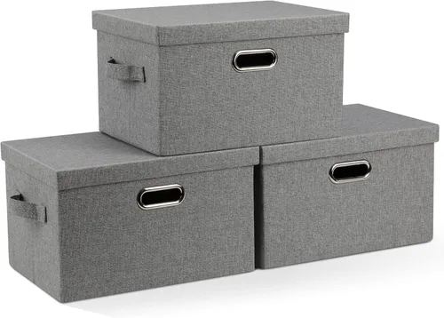 Miniatura 31 de Graciadeco Contenedores de almacenamiento plegables grandes de 17 pulgadas y 36 cuartos de galón con tapas, paquete de 3 cajas de almacenamiento