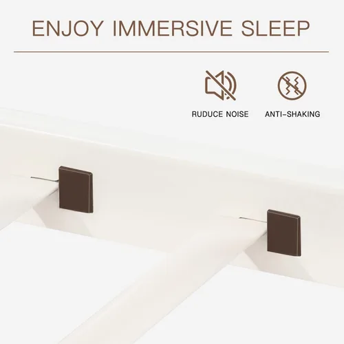 Miniatura 6 de ikalido - Cama elevada de metal tamaño individual con barandilla de seguridad y escalera, no requiere somier, ahorra espacio, mueble para Blanco