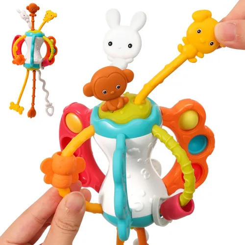 Juguetes Montessori de viaje para niños pequeños, juguetes Montessori para bebés de 6 a 12 meses, juguetes sensoriales para asiento de automóvil,