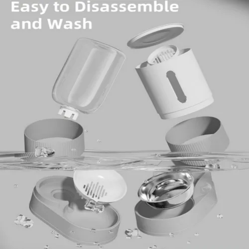 Miniatura 4 de Alimentador de gravedad para gatos y dispensador de agua, 2 en 1, alimentador automático para gatos con rotación de 180 grados, paquete de 2