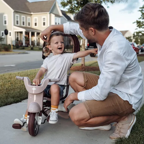 Miniatura 8 de iimo Triciclo plegable 3 en 1 – Triciclos premium para niños de 1 a 3 años – Bicicleta infantil de diseño japonés con mango de empuje, triciclo