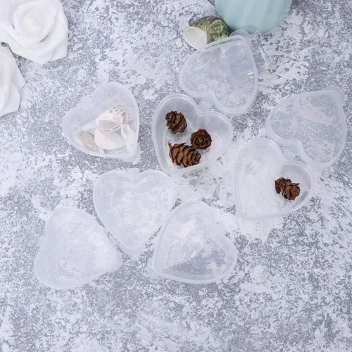 Miniatura 8 de Didiseaon Recipiente de condimentos en forma de corazón, de plástico transparente, cajas pequeñas con tapa para el hogar, cocina, comida
