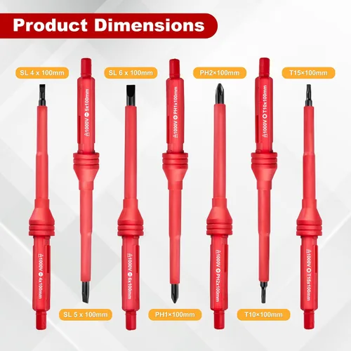 Miniatura 2 de MAXPOWER Juego de destornilladores aislados, destornilladores eléctricos aislados 7 en 1, kit de herramientas de destornillador eléctrico de punta