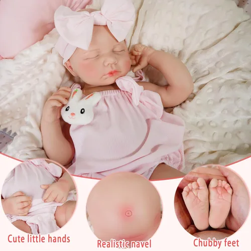 Miniatura 3 de Muñecas de Bebé Reborn Que Parecen Reales - 18.5 pulgadas de Cuerpo Completo de Silicona Bebé Niña Durmiendo con Cara Hecha a Mano Detalles