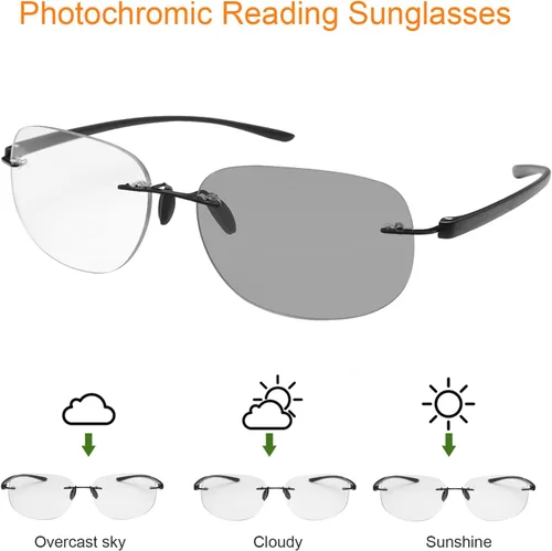 Miniatura 3 de MIRYEA Gafas de lectura bifocales fotocromáticas de transición para hombres y mujeres, protección UV, lentes de sol para leer el sol, anteojos