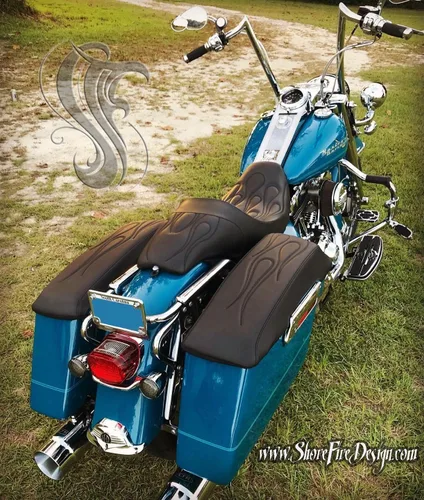Miniatura 6 de 1993-2013 Premium Flame Saddlebag Tapas Tapas para Harley Davidson Negro