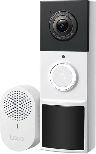Tapo de TP-Link - Cámara de timbre de video inteligente inalámbrica con timbre, 2K con visión nocturna a todo color y focos, sin cuota mensual,