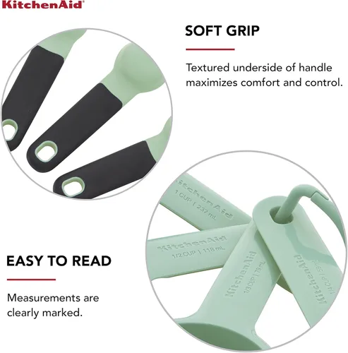 Miniatura 3 de KitchenAid Juego de tazas y cucharas medidoras universales fáciles de leer con mango de agarre suave para un máximo control, agujero para colgar
