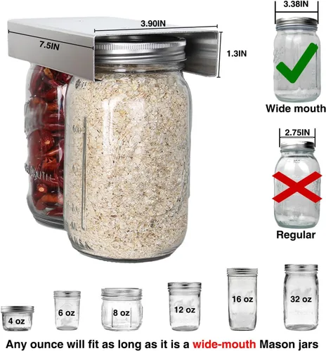Miniatura 3 de Organizador de Frascos Mason, Estante para Frascos Mason para Almacenamiento de Alimentos, Soporte para Frascos de Conservas Debajo del Gabinete