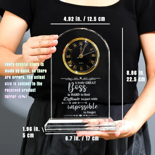 Miniatura 6 de Ornalrist Regalos de Jefe para Hombres y Mujeres Reloj de Cristal, Regalos para Jubilación Jefa Mujer - Regalo de Apreciación de Jefe para Hombres