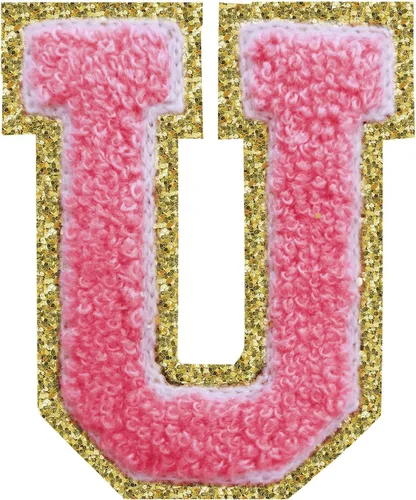 Miniatura 67 de Parches de letras termo-adhesivas de felpilla para chaquetas, parches de letras universitarias con brillantina para planchar en la letra azul A