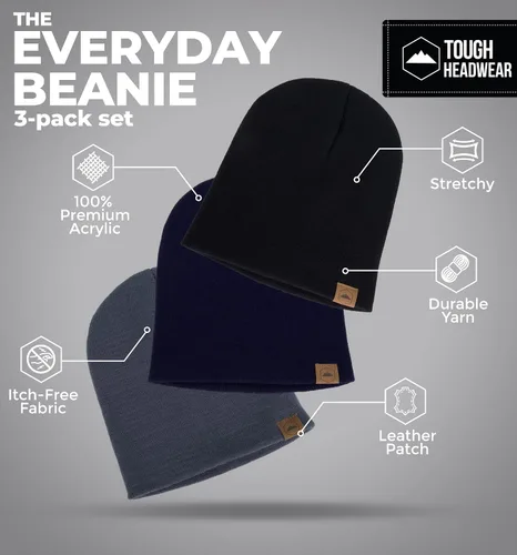 Miniatura 35 de Tough Headwear Daily Knit Beanie – Gorros para hombre – Sombreros de invierno para hombres y mujeres – Sombreros de punto cálidos para clima frío