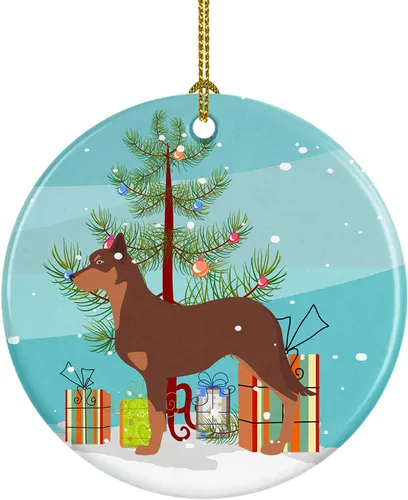 Miniatura 65 de Caroline's Treasures Bulldog inglés «Merry Christmas» adorno de cerámica para árbol de Navidad, decoración colgante para el hogar, Navidad, fiestas