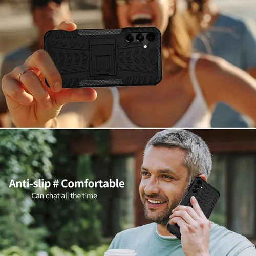 Miniatura 6 de para Samsung Galaxy A15 5G Funda con protector de pantalla de 2 paquetes, grado militar a prueba de golpes, cubierta acolchada resistente con Negro