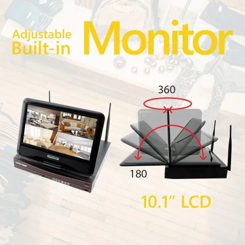 Miniatura 8 de Crystal Vision CVT9604E-3010W Sistema de vigilancia inalámbrico todo en uno HD NVR CCTV con 2TB HDD, monitor y enrutador integrados, cámara Auto Pair