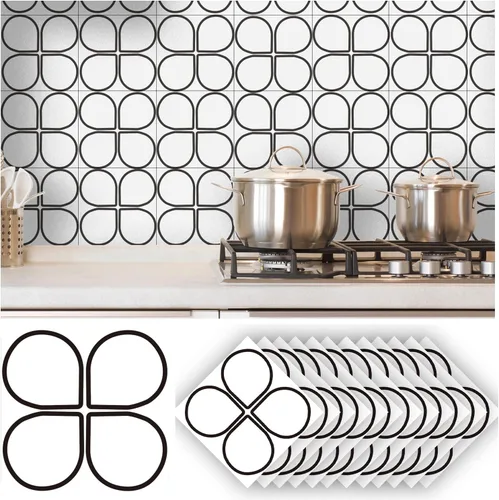 Miniatura 10 de Alwayspon 12 calcomanías mate para azulejos de pared, despegar y pegar, calcomanías de vinilo autoadhesivas para azulejos de cocina y baño, 6 x 6