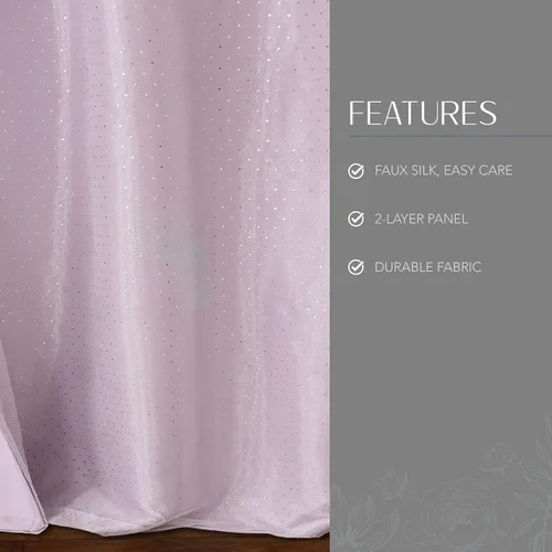Miniatura 3 de Elrene Home Fashions Aurora - Cortina opaca transparente para niños, (lavanda), (52 x 63)
