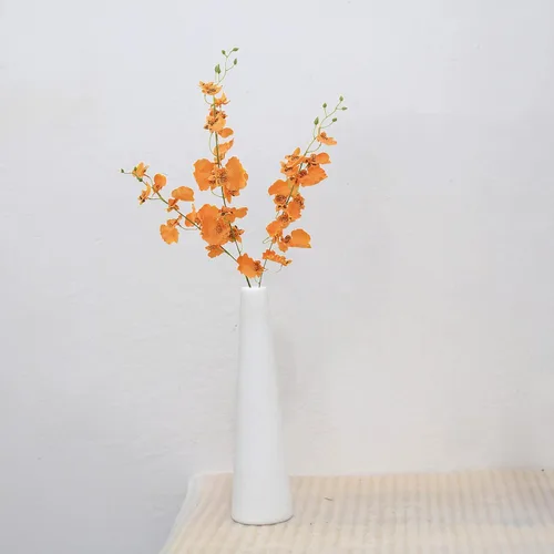 Miniatura 5 de 3 piezas de orquídeas artificiales, 33.5 pulgadas de seda falsas bailarinas bailarinas a granel, ramas de orquídeas naranjas sintéticas