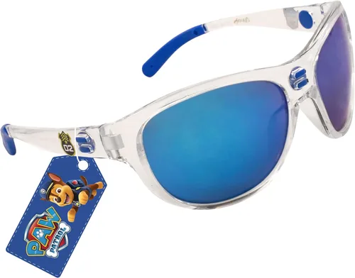 Sun-Staches Arkaid - Gafas de sol oficiales de Paw Patrol para niños, envoltura deportiva blanca y azul Chase UV 400 Talla única para la mayoría