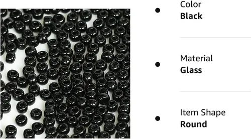 Miniatura 6 de Tamaño 6/0 - Cuentas de semillas de vidrio para manualidades de 0.157 in, cuentas negras para la fabricación de joyas