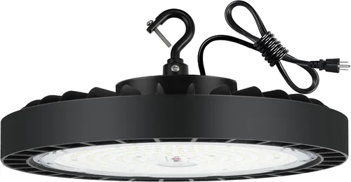 hykolity Luz LED de alta bahía de 200 W, 5000 K UFO LED de alta bahía con enchufe estadounidense [equivalente a 600 W MH/HPS] 100-277 V, 26,000 lm,