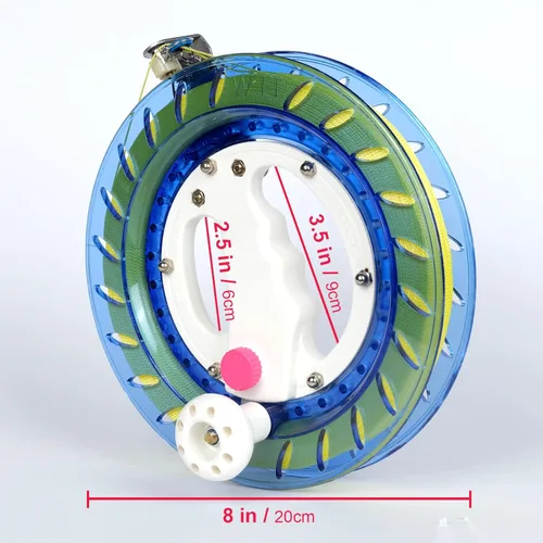 Miniatura 3 de Simxkai Carrete de cuerda de cometa, carrete de cuerda, enrollador de línea, viene con cerradura, 8 pulgadas con línea resistente (azul)