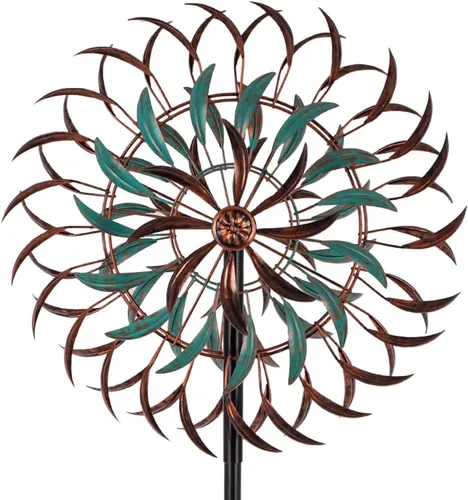 Miniatura 10 de VEWOGARDEN - Molinillo de viento grande de 20" de diámetro, escultura de viento giratoria de metal para exteriores - Arte de jardín, captadores