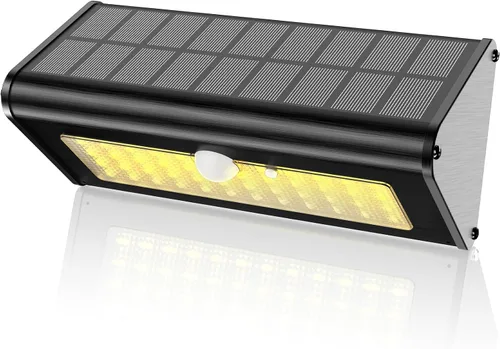 SECUROAD Luces solares con sensor de movimiento de 1100 lúmenes para exteriores, IP65 impermeables, batería de 4500mAh, luces de pared de seguridad