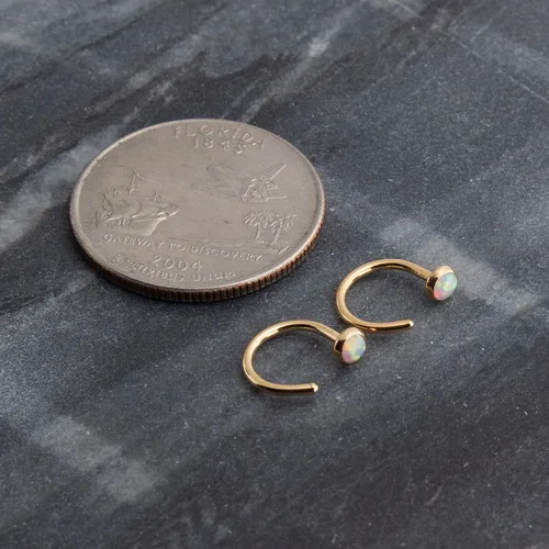 Miniatura 19 de Half Huggie Gold Hoop Earrings for Girls Women Tiny Cartilage Birthstone Stud Piercing Earring Hypoallergenic Earring Screw Back Dainty Hug Hoops