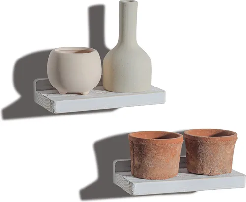 Miniatura 27 de Freezing point Pequeño estante flotante para pared, juego de 4 mini estantes de pared de madera natural de 4 pulgadas, decoración de plantas, negro